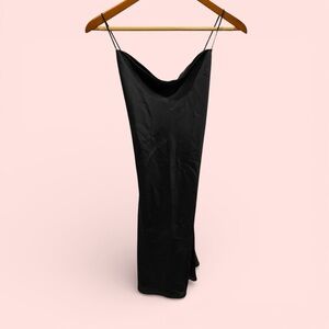 Sexy Abercrombie & Fitch slinky satin slip dress black fairy whimsigoth ruched